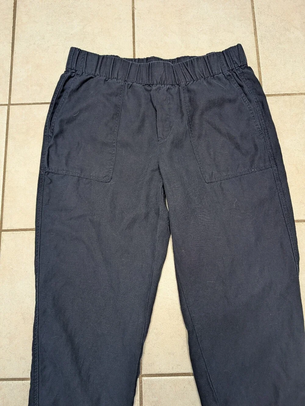 Banana Republic Navy Blue Lyocell Linen & Cotton Ankle Pants, Size L